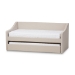 Baxton Studio Barnstorm Modern and Contemporary Beige Fabric Upholstered Daybed with Guest Trundle Bed
