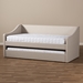 Baxton Studio Barnstorm Modern and Contemporary Beige Fabric Upholstered Daybed with Guest Trundle Bed - CF8755-Beige-Day Bed