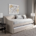 Baxton Studio Barnstorm Modern and Contemporary Beige Fabric Upholstered Daybed with Guest Trundle Bed - CF8755-Beige-Day Bed