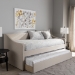 Baxton Studio Barnstorm Modern and Contemporary Beige Fabric Upholstered Daybed with Guest Trundle Bed - CF8755-Beige-Day Bed