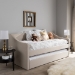 Baxton Studio Barnstorm Modern and Contemporary Beige Fabric Upholstered Daybed with Guest Trundle Bed - CF8755-Beige-Day Bed