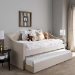 Baxton Studio Barnstorm Modern and Contemporary Beige Fabric Upholstered Daybed with Guest Trundle Bed - CF8755-Beige-Day Bed