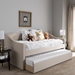 Baxton Studio Barnstorm Modern and Contemporary Beige Fabric Upholstered Daybed with Guest Trundle Bed - CF8755-Beige-Day Bed