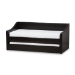 Baxton Studio Barnstorm Modern and Contemporary Black Faux Leather Upholstered Daybed with Guest Trundle Bed