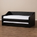 Baxton Studio Barnstorm Modern and Contemporary Black Faux Leather Upholstered Daybed with Guest Trundle Bed - CF8755-Black-Day Bed
