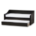 Baxton Studio Barnstorm Modern and Contemporary Black Faux Leather Upholstered Daybed with Guest Trundle Bed - CF8755-Black-Day Bed
