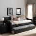 Baxton Studio Barnstorm Modern and Contemporary Black Faux Leather Upholstered Daybed with Guest Trundle Bed - CF8755-Black-Day Bed