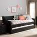 Baxton Studio Barnstorm Modern and Contemporary Black Faux Leather Upholstered Daybed with Guest Trundle Bed - CF8755-Black-Day Bed