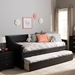 Baxton Studio Barnstorm Modern and Contemporary Black Faux Leather Upholstered Daybed with Guest Trundle Bed - CF8755-Black-Day Bed