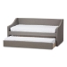 Baxton Studio Barnstorm Modern and Contemporary Grey Fabric Upholstered Daybed with Guest Trundle Bed - CF8755-Grey-Day Bed