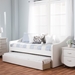 Baxton Studio Barnstorm Modern and Contemporary White Faux Leather Upholstered Daybed with Guest Trundle Bed - CF8755-White-Day Bed
