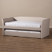 Baxton Studio Camino Modern and Contemporary Beige Fabric Upholstered Daybed with Guest Trundle Bed - CF8756-Beige-Day Bed