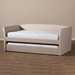 Baxton Studio Camino Modern and Contemporary Beige Fabric Upholstered Daybed with Guest Trundle Bed - CF8756-Beige-Day Bed
