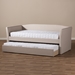 Baxton Studio Camino Modern and Contemporary Beige Fabric Upholstered Daybed with Guest Trundle Bed - CF8756-Beige-Day Bed