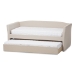 Baxton Studio Camino Modern and Contemporary Beige Fabric Upholstered Daybed with Guest Trundle Bed - CF8756-Beige-Day Bed