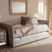Baxton Studio Camino Modern and Contemporary Beige Fabric Upholstered Daybed with Guest Trundle Bed - CF8756-Beige-Day Bed