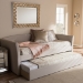 Baxton Studio Camino Modern and Contemporary Beige Fabric Upholstered Daybed with Guest Trundle Bed - CF8756-Beige-Day Bed