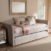 Baxton Studio Camino Modern and Contemporary Beige Fabric Upholstered Daybed with Guest Trundle Bed - CF8756-Beige-Day Bed