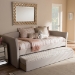 Baxton Studio Camino Modern and Contemporary Beige Fabric Upholstered Daybed with Guest Trundle Bed - CF8756-Beige-Day Bed
