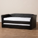 Baxton Studio Camino Modern and Contemporary Black Faux Leather Upholstered Daybed with Guest Trundle Bed - CF8756-Black-Day Bed