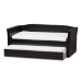 Baxton Studio Camino Modern and Contemporary Black Faux Leather Upholstered Daybed with Guest Trundle Bed - CF8756-Black-Day Bed