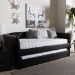 Baxton Studio Camino Modern and Contemporary Black Faux Leather Upholstered Daybed with Guest Trundle Bed - CF8756-Black-Day Bed