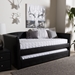 Baxton Studio Camino Modern and Contemporary Black Faux Leather Upholstered Daybed with Guest Trundle Bed - CF8756-Black-Day Bed