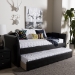 Baxton Studio Camino Modern and Contemporary Black Faux Leather Upholstered Daybed with Guest Trundle Bed - CF8756-Black-Day Bed