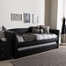 Baxton Studio Camino Modern and Contemporary Black Faux Leather Upholstered Daybed with Guest Trundle Bed - CF8756-Black-Day Bed