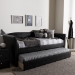 Baxton Studio Camino Modern and Contemporary Black Faux Leather Upholstered Daybed with Guest Trundle Bed - CF8756-Black-Day Bed