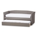 Baxton Studio Camino Modern and Contemporary Grey Fabric Upholstered Daybed with Guest Trundle Bed - CF8756-Grey-Day Bed