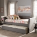 Baxton Studio Camino Modern and Contemporary Grey Fabric Upholstered Daybed with Guest Trundle Bed - CF8756-Grey-Day Bed