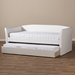 Baxton Studio Camino Modern and Contemporary White Faux Leather Upholstered Daybed with Guest Trundle Bed - CF8756-White-Day Bed