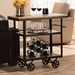 Baxton Studio Kennedy Rustic Industrial Style Antique Black Textured Finished Metal Distressed Wood Mobile Serving Cart - CA-1130 (YLX-9050)