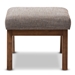 Baxton Studio Aberdeen Mid-Century Modern Walnut Wood Finishing and Gravel Fabric Upholstered Ottoman - BBT5254-Gravel-OTTO-TH1308