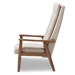 Baxton Studio Roxy Mid-Century Modern Walnut Brown Finish Wood and Light Beige Fabric Upholstered Button-Tufted High-Back Chair - BBT5265-Light Beige-CC-6086-1