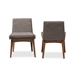 Baxton Studio Nexus Mid-Century Modern Walnut Wood Finishing and Gravel Fabric Upholstered Dining Side Chair (Set of 2) - BBT5280-Gravel-DC-TH1308