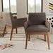 Baxton Studio Nexus Mid-Century Modern Walnut Wood Finishing and Gravel Fabric Upholstered Arm Chair (Set of 2) - BBT5281-Gravel-CC-TH1308