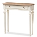 Baxton Studio Marquetterie French Provincial Style Weathered Oak and White Wash Distressed Finish Wood Two-Tone Console Table