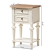 Baxton Studio Marquetterie French Provincial Style Weathered Oak and White Wash Distressed Finish Wood Two-Tone 2-Drawer and 1-Shelf Nightstand - PRL8VM(AR)/M B
