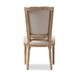 Baxton Studio Cadencia French Vintage Cottage Weathered Oak Finish Wood and Beige Fabric Upholstered Dining Side Chair - TSF-9341B-Beige-DC