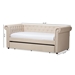 Baxton Studio Mabelle Modern and Contemporary Beige Fabric Trundle Daybed - Ashley-Beige-Daybed