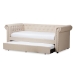 Baxton Studio Mabelle Modern and Contemporary Beige Fabric Trundle Daybed - Ashley-Beige-Daybed
