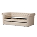 Baxton Studio Mabelle Modern and Contemporary Beige Fabric Trundle Daybed - Ashley-Beige-Daybed