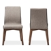 Baxton Studio Kimberly Mid-Century Modern Beige and Brown Fabric Dining Chair (Set of 2) - Kimberly-Brown/Dark-Brown-DC