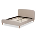 Baxton Studio Mia Mid-Century Light Beige Fabric Upholstered Full Size Platform Bed - CF8814-Light Beige-Full