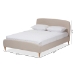 Baxton Studio Mia Mid-Century Light Beige Fabric Upholstered Queen Size Platform Bed - CF8814-Light Beige-Queen