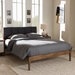 Baxton Studio Ember Mid-Century Dark Grey Fabric and Medium Brown Finish Wood King Size Platform Bed - SW8063-Grey/Walnut-M7-King