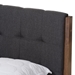 Baxton Studio Clifford Mid-Century Dark Grey Fabric and Medium Brown Finish Wood Queen Size Platform Bed - SW8065-Grey/Walnut-M7-Queen