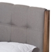 Baxton Studio Clifford Mid-Century Light Grey Fabric and Medium Brown Finish Wood King Size Platform Bed - SW8065-Light Grey/Walnut-M7-King